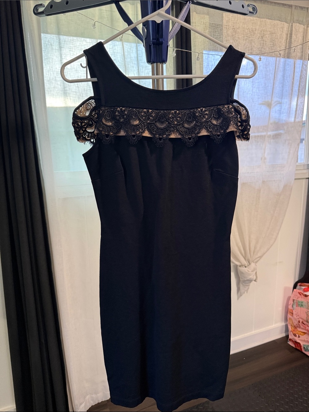 bloom Black Off-Shoulder Lace Mini Dress